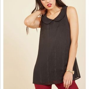 ModCloth Black with Gold Blouse Peter Pan collar